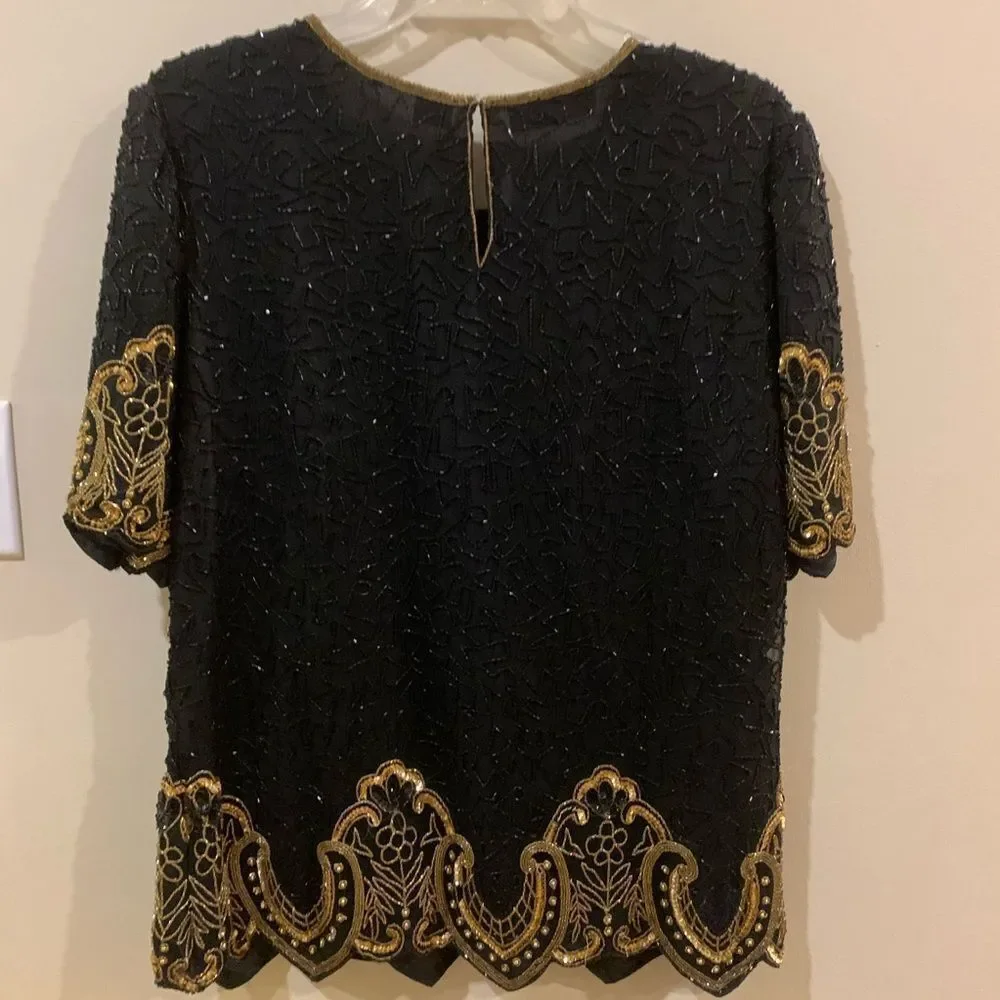 Vintage LAURENCE KAZAR LSequin Beaded Blouse - Picture 7 of 12